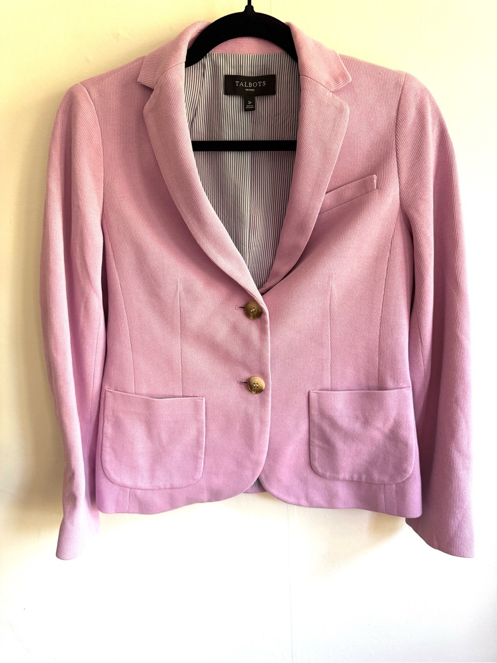 Talbots Pink Ponte Knit Two-Button Blazer